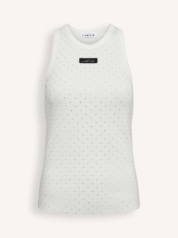 Ontdek de Katoenmix tanktop met strass van Haute L'Amitié in de kleur Off-white bij Orangebag. Op werkdagen voor 21:45 besteld, morgen in huis.