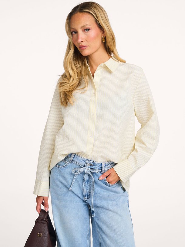 Ontdek de Vigge katoenmix gestreepte blouse van Modstrom in de kleur Geel bij Orangebag. Op werkdagen voor 21:45 besteld, morgen in huis.