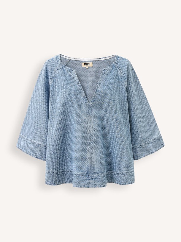 Ontdek de Citrine denim top van Frnch in de kleur Blauw bij Orangebag. Op werkdagen voor 21:45 besteld, morgen in huis.