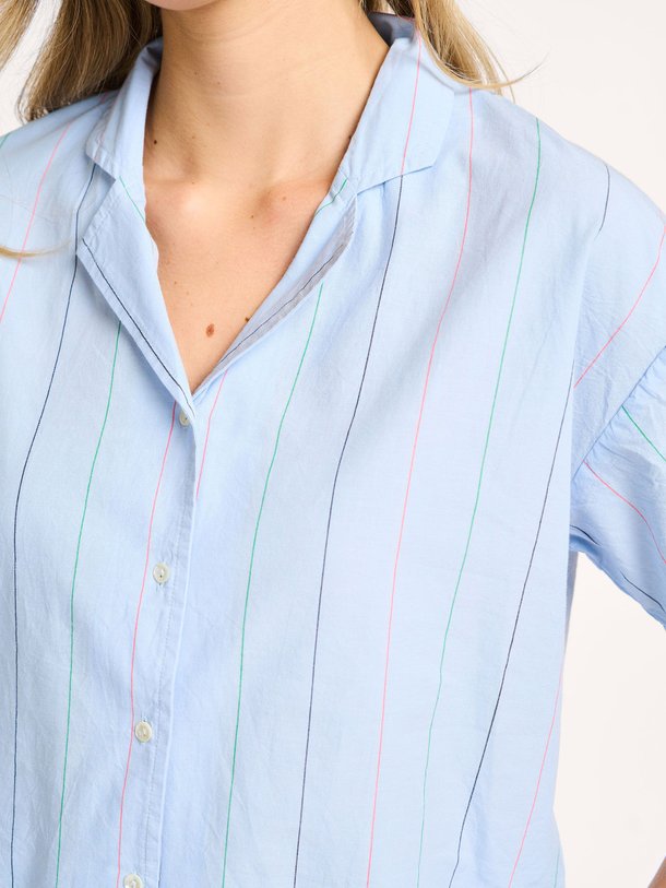 Ontdek de Jake katoenen gestreepte blouse van By-Bar in de kleur lichtblauw bij Orangebag. Op werkdagen voor 21:45 besteld, morgen in huis.