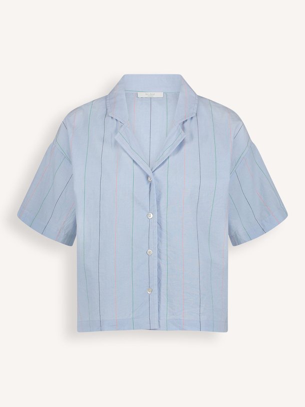 Ontdek de Jake katoenen gestreepte blouse van By-Bar in de kleur lichtblauw bij Orangebag. Op werkdagen voor 21:45 besteld, morgen in huis.