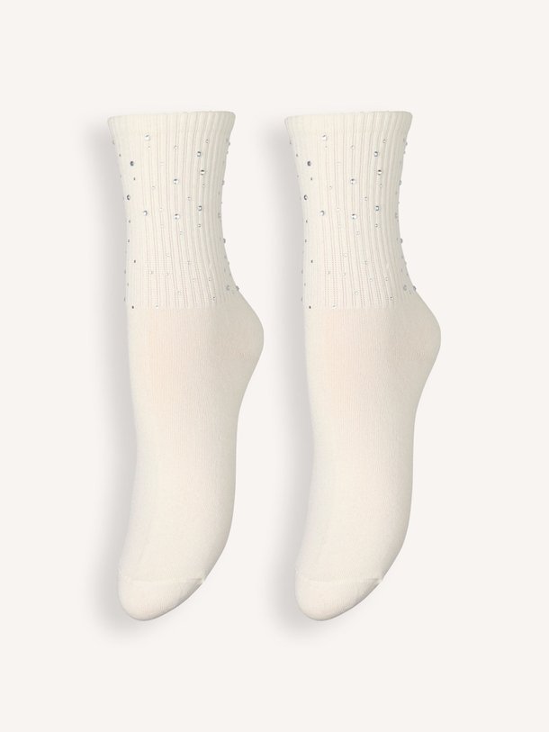 Ontdek de Glimsy katoenmix rib sokken met strass van Becksondergaard in de kleur Off-white bij Orangebag. Op werkdagen voor 21:45 besteld, morgen in huis.