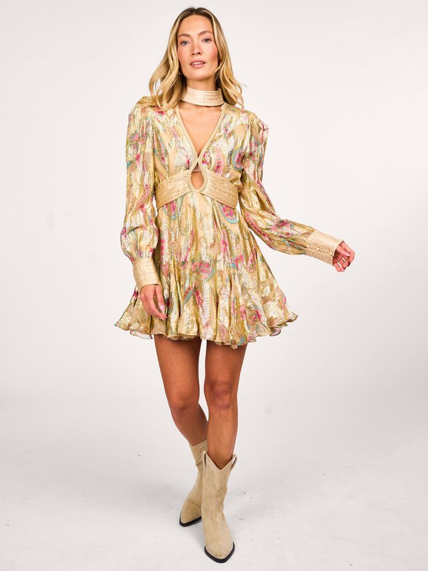 Ontdek de Flora viscosemix jurk met lurex van Mes Demoiselles in de kleur goudkleur bij Orangebag. Op werkdagen voor 21:45 besteld, morgen in huis.