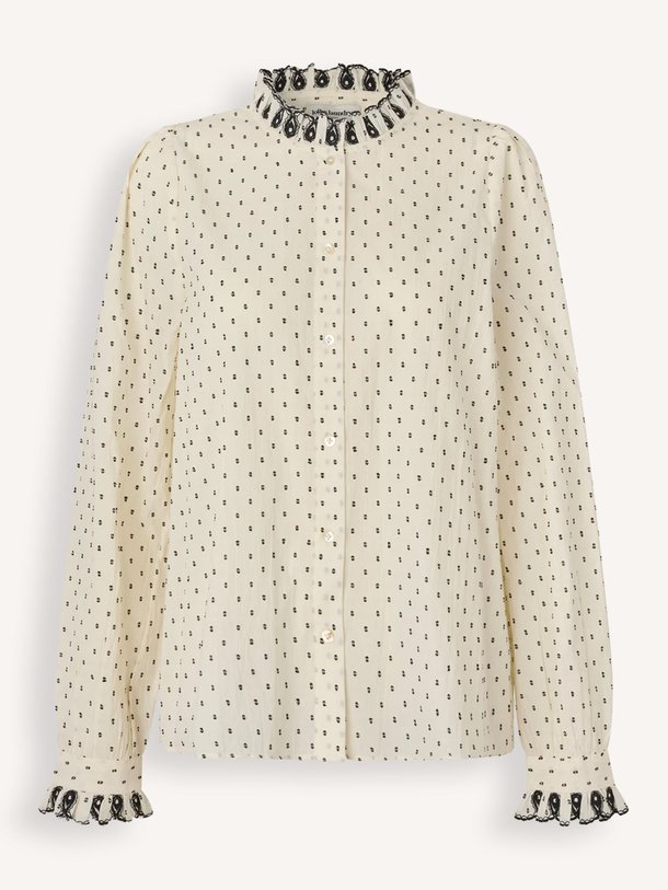 Ontdek de River katoenmix blouse met dessin van Lollys Laundry in de kleur crème bij Orangebag. Op werkdagen voor 21:45 besteld, morgen in huis.