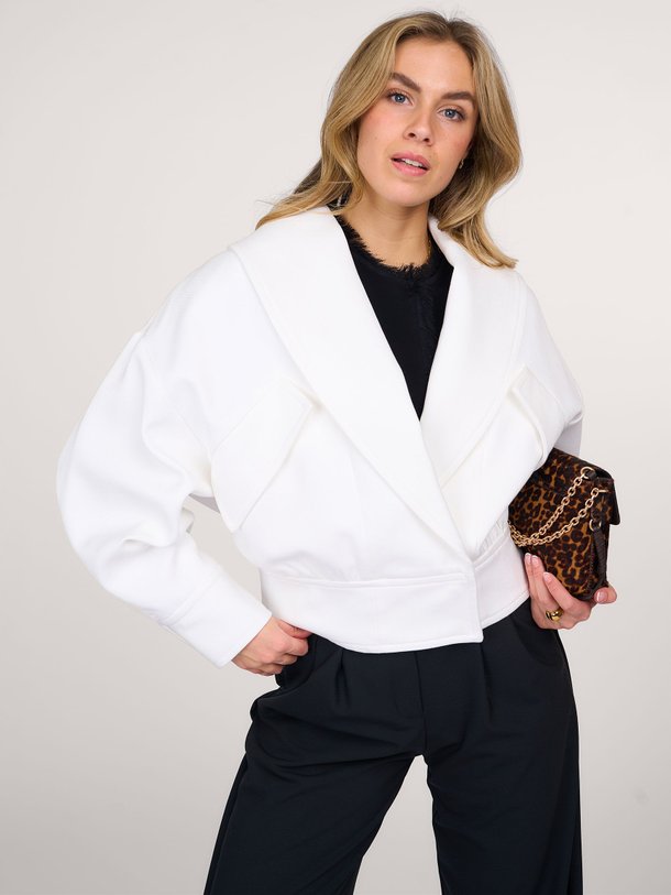 Ontdek de Himari katoenmix jasje van Iro in de kleur off-white bij Orangebag. Op werkdagen voor 21:45 besteld, morgen in huis.