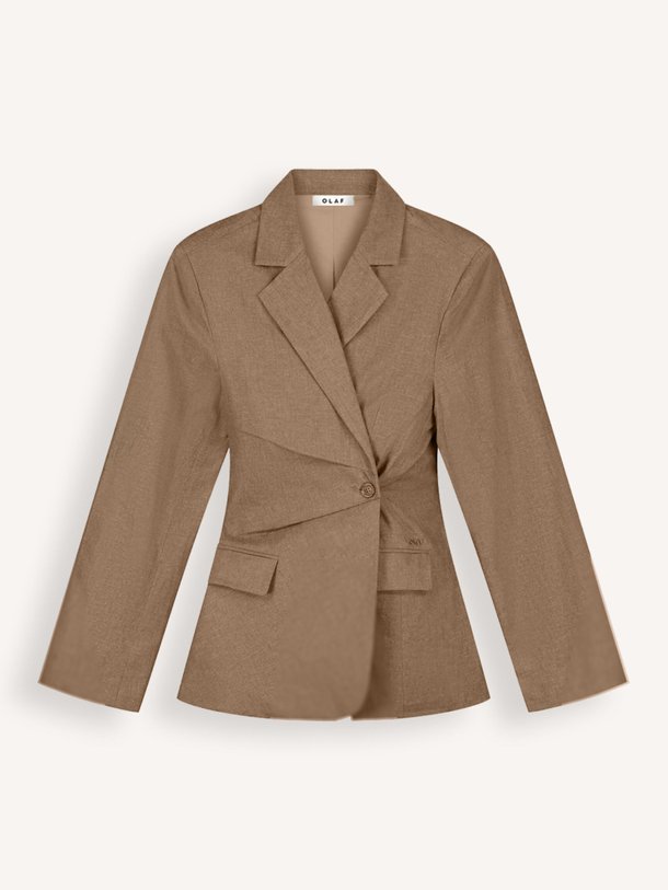 Ontdek de Linnen/katoenmix blazer van OLAF in de kleur Taupe bij Orangebag. Op werkdagen voor 21:45 besteld, morgen in huis.
