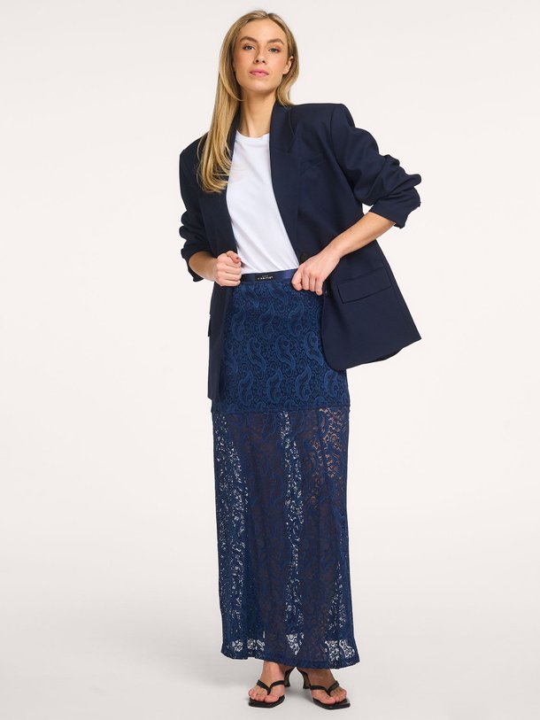 Ontdek de Geweven kanten rok van Haute L'Amitié in de kleur Donkerblauw bij Orangebag. Op werkdagen voor 21:45 besteld, morgen in huis.