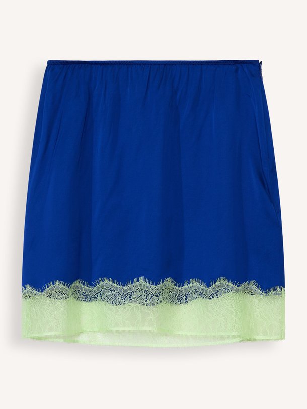 Ontdek de Haylin viscose rok met kant van Bellerose in de kleur donkerblauw bij Orangebag. Op werkdagen voor 21:45 besteld, morgen in huis.