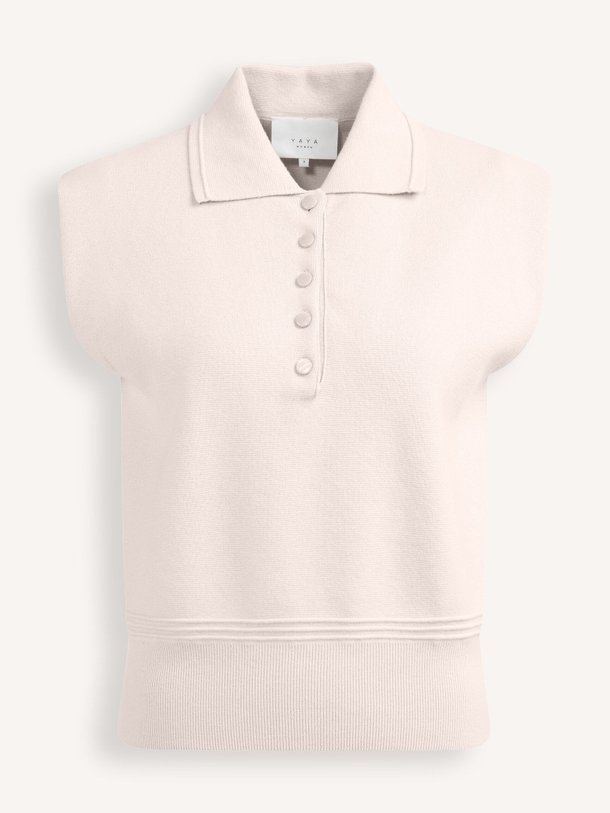 Ontdek de Katoenmix polo top van Yaya in de kleur Beige bij Orangebag. Op werkdagen voor 21:45 besteld, morgen in huis.