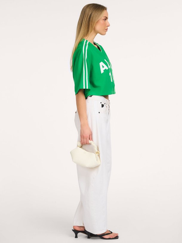 Ontdek de ladies woven cropped baseball shirt van Alix The Label bij Orangebag. Op werkdagen voor 21:45 besteld, morgen in huis.