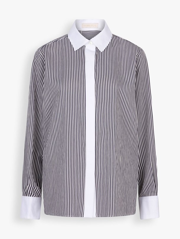 Ontdek de Dario viscosemix gestreepte blouse van Vanessa Bruno in de kleur zwart bij Orangebag. Op werkdagen voor 21:45 besteld, morgen in huis.