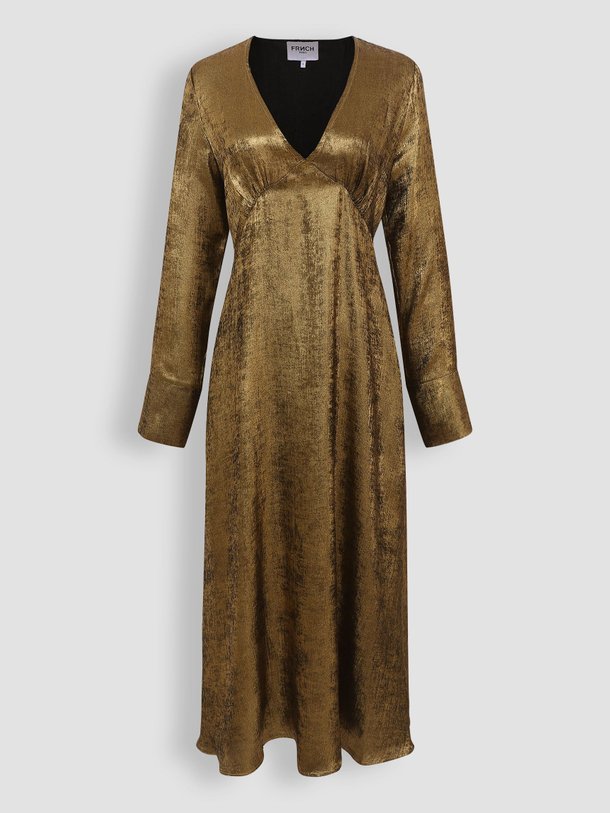 Ontdek de Lisna geweven metallic jurk van Frnch in de kleur goudkleur bij Orangebag. Op werkdagen voor 21:45 besteld, morgen in huis.