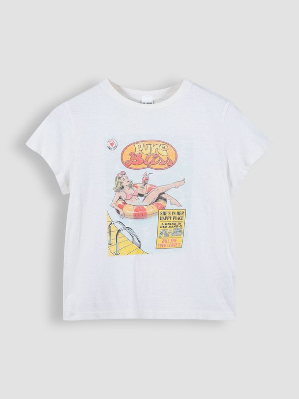 Re/Done Katoenen T-Shirt Met Print - Ecru Ontdek de Katoenen T-shirt met print van Re/Done in de kleur ecru bij Orangebag. Op werkdagen voor 21:45 besteld, morgen in huis.