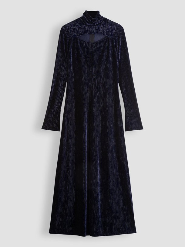 Ontdek de Geweven velourse jurk van forte_forte in de kleur donkerblauw bij Orangebag. Op werkdagen voor 21:45 besteld, morgen in huis.