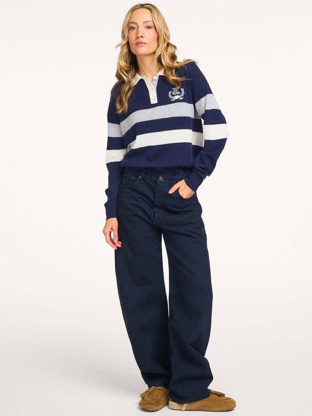 Ontdek de Cora cashmere gestreepte polo trui van Absolut Cashmere in de kleur Donkerblauw bij Orangebag. Op werkdagen voor 21:45 besteld, morgen in huis.