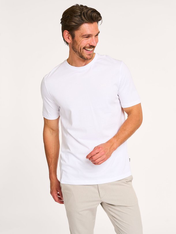 Ontdek de Thompson katoenen logo T-shirt van Boss in de kleur wit bij Orangebag. Op werkdagen voor 21:45 besteld, morgen in huis.