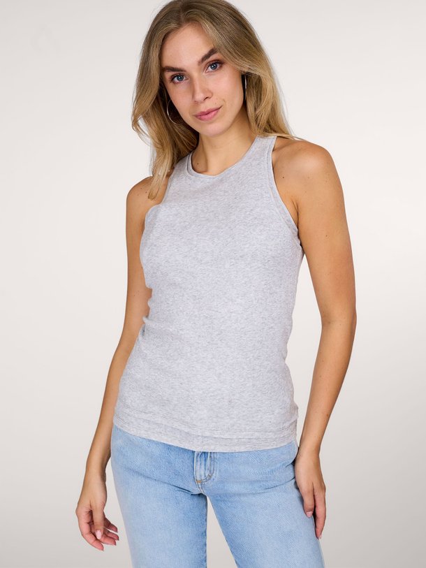 Yaya Katoenmix Gemêleerde Tanktop - Grijs Ontdek de Katoenmix gemêleerde tanktop van Yaya in de kleur grijs bij Orangebag. Op werkdagen voor 21:45 besteld, morgen in huis.
