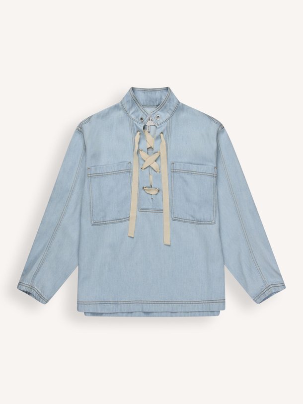 Ontdek de Fuxalima denim top van Munthe in de kleur lichtblauw bij Orangebag. Op werkdagen voor 21:45 besteld, morgen in huis.