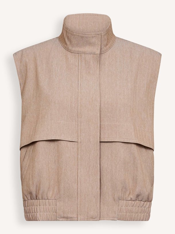 Ontdek de Marlo geweven gilet van Co'Couture in de kleur Zand bij Orangebag. Op werkdagen voor 21:45 besteld, morgen in huis.