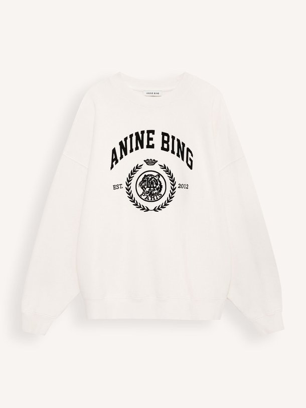 Ontdek de Miles katoenen sweater met print van Anine Bing in de kleur Crème bij Orangebag. Op werkdagen voor 21:45 besteld, morgen in huis.
