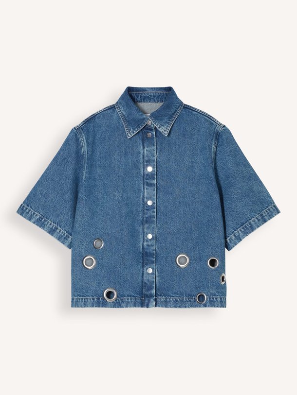 Ontdek de Denim blouse met eyelets van Closed in de kleur blauw bij Orangebag. Op werkdagen voor 21:45 besteld, morgen in huis.