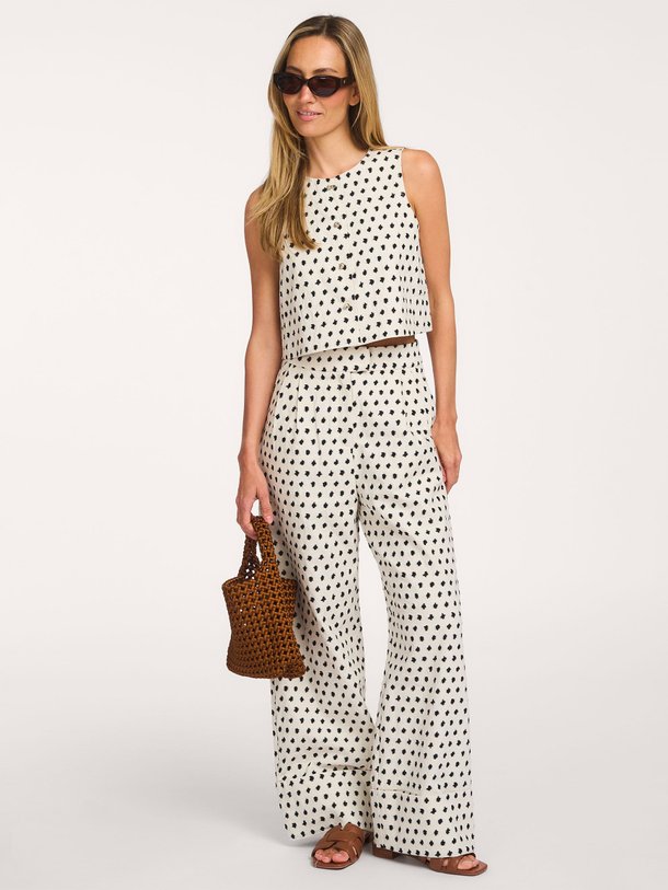 Ontdek de Isolde katoen/linnenmix broek met stippen van Frnch in de kleur Crème bij Orangebag. Op werkdagen voor 21:45 besteld, morgen in huis.