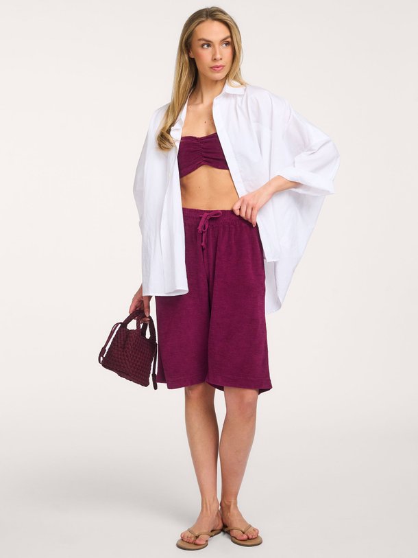 Ontdek de Katoenen badstof short van Speezys in de kleur Aubergine bij Orangebag. Op werkdagen voor 21:45 besteld, morgen in huis.