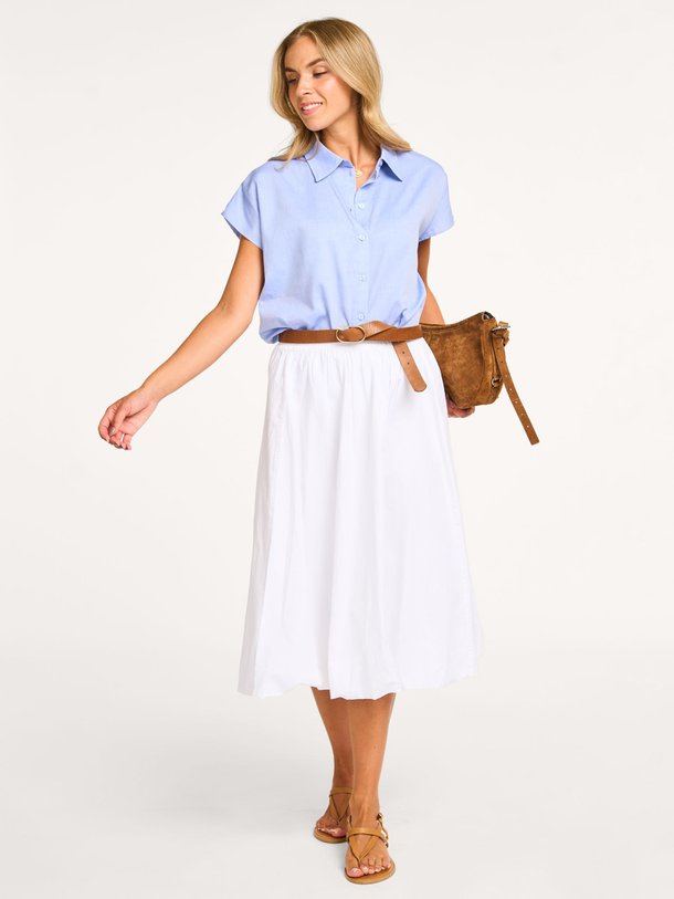 Ontdek de Sunna katoenen poplin balloon rok van My Essential Wardrobe in de kleur wit bij Orangebag. Op werkdagen voor 21:45 besteld, morgen in huis.