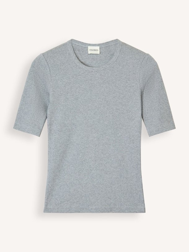Ontdek de Katoenmix gemêleerd rib T-shirt van Closed in de kleur Lichtgrijs bij Orangebag. Op werkdagen voor 21:45 besteld, morgen in huis.