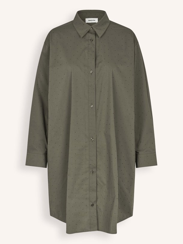 Ontdek de Kambell katoenmix doorknoopjurk met strass van Modstrom in de kleur army bij Orangebag. Op werkdagen voor 21:45 besteld, morgen in huis.