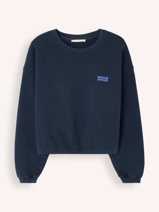 Ontdek de Izubird katoenmix sweater van American Vintage in de kleur donkerblauw bij Orangebag. Op werkdagen voor 21:45 besteld, morgen in huis.