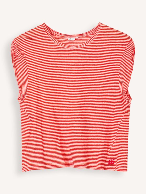 Ontdek de Vlyn katoen/linnenmix gestreepte top van Bellerose in de kleur Rood bij Orangebag. Op werkdagen voor 21:45 besteld, morgen in huis.