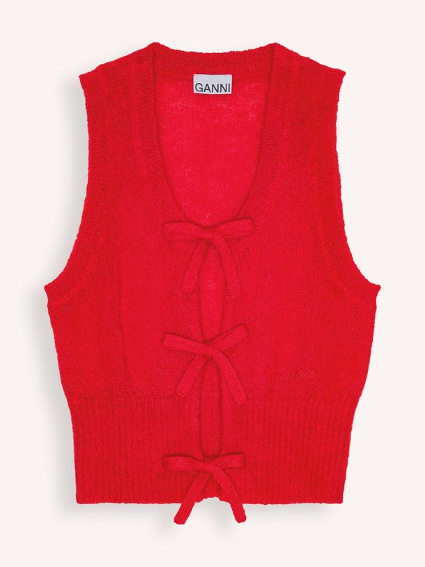 Ontdek de Mohairmix vest van Ganni in de kleur rood bij Orangebag. Op werkdagen voor 21:45 besteld, morgen in huis.
