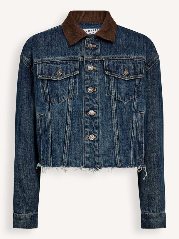 Ontdek de Denize denim cropped jack van Haute L'Amitié in de kleur Blauw bij Orangebag. Op werkdagen voor 21:45 besteld, morgen in huis.