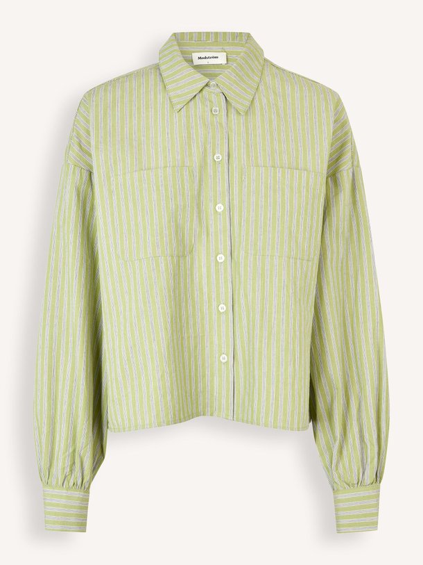 Ontdek de Ume katoenmix gestreepte blouse van Modstrom in de kleur Groen bij Orangebag. Op werkdagen voor 21:45 besteld, morgen in huis.