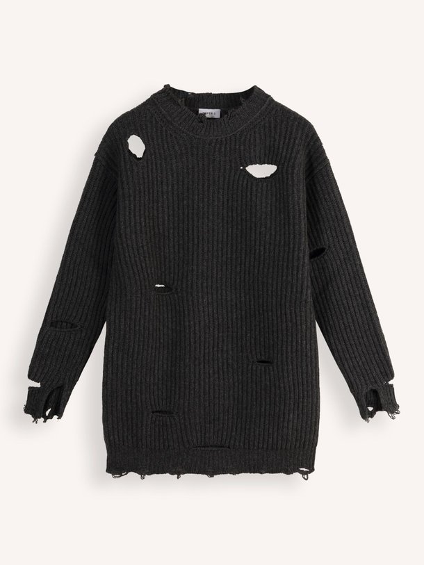 Ontdek de Destroyed merinowool/cashmeremix jurk van Chptr-s in de kleur donkergrijs bij Orangebag. Op werkdagen voor 21:45 besteld, morgen in huis.