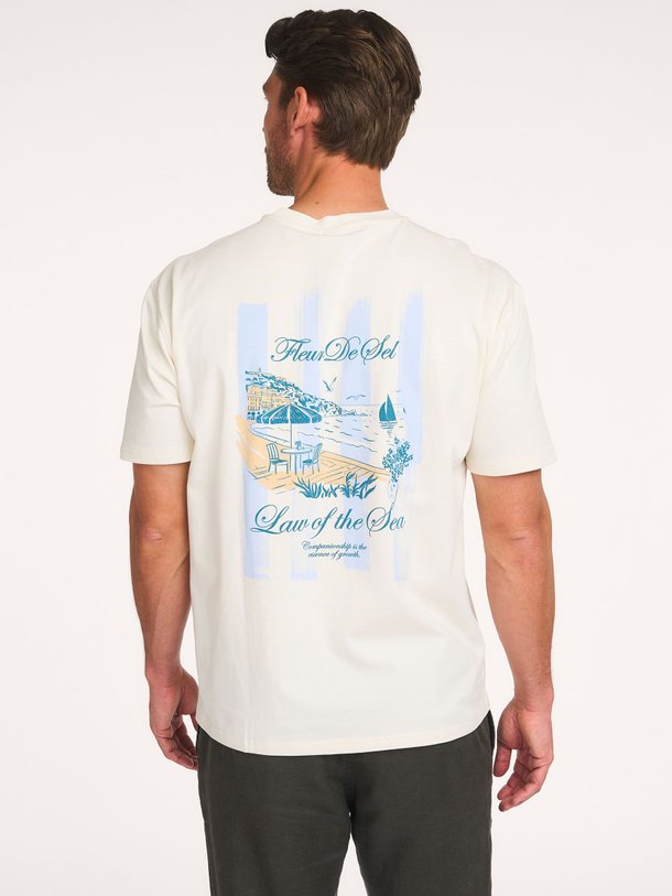 Ontdek de Alfresco katoenen T-shirt met print van Law of the Sea in de kleur Off-white bij Orangebag. Op werkdagen voor 21:45 besteld, morgen in huis.