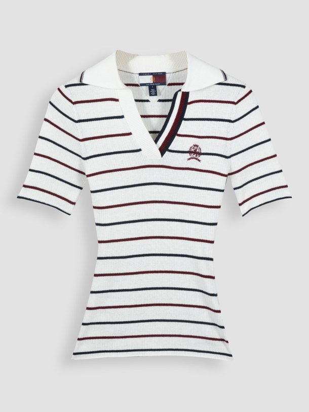 Ontdek de Katoenmix gestreepte polo met kabel patroon van Tommy Hilfiger in de kleur ecru bij Orangebag. Op werkdagen voor 21:45 besteld, morgen in huis.