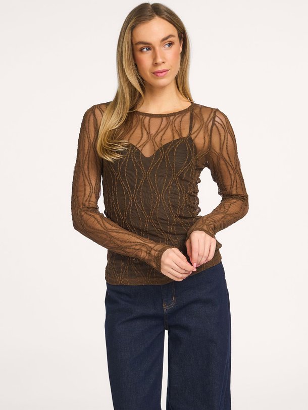 Ontdek de Marcy geweven mesh top van Co'Couture in de kleur Bruin bij Orangebag. Op werkdagen voor 21:45 besteld, morgen in huis.