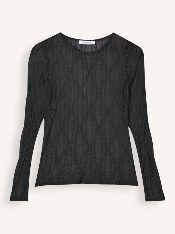 Ontdek de Marcy geweven mesh top van Co'Couture in de kleur Zwart bij Orangebag. Op werkdagen voor 21:45 besteld, morgen in huis.