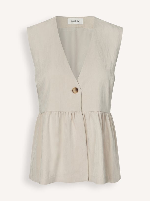 Ontdek de Agnete viscosemix gilet van Modstrom in de kleur Zand bij Orangebag. Op werkdagen voor 21:45 besteld, morgen in huis.