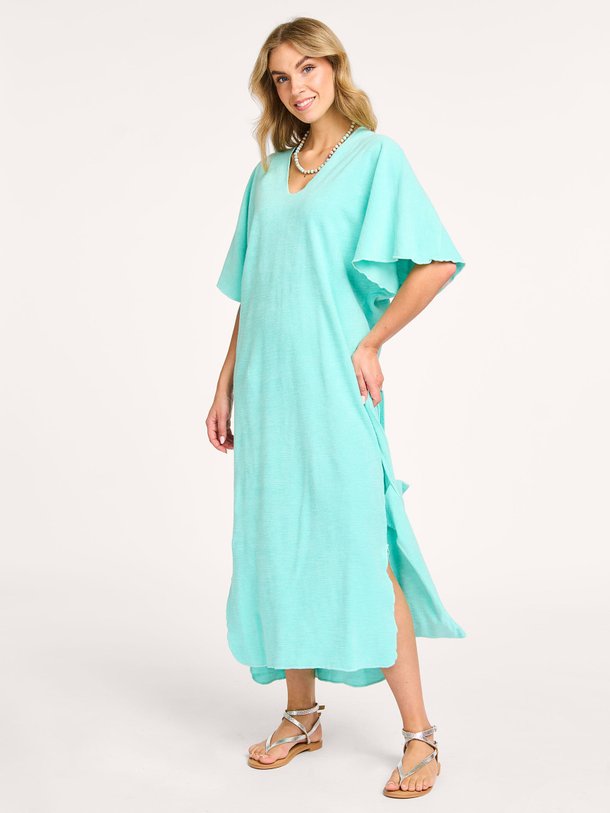 Ontdek de Kaftan katoenen badstof maxi jurk van Speezys in de kleur aquablauw bij Orangebag. Op werkdagen voor 21:45 besteld, morgen in huis.