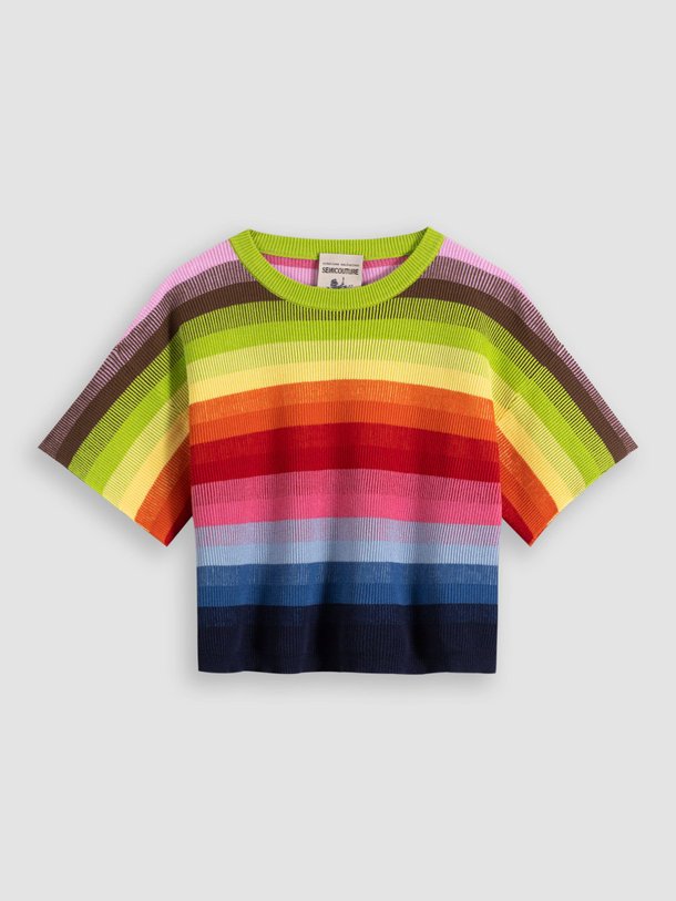 Ontdek de Katoenen rib gebreide top met dessin van Semicouture in de kleur rood bij Orangebag. Op werkdagen voor 21:45 besteld, morgen in huis.
