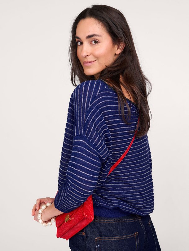 Ontdek de Neep linnenmix gestreepte trui van Bellerose in de kleur donkerblauw bij Orangebag. Op werkdagen voor 21:45 besteld, morgen in huis.