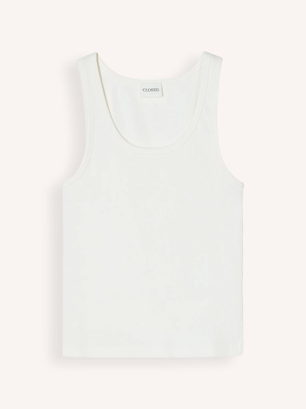 Ontdek de Katoenmix rib tanktop van Closed in de kleur Off-white bij Orangebag. Op werkdagen voor 21:45 besteld, morgen in huis.