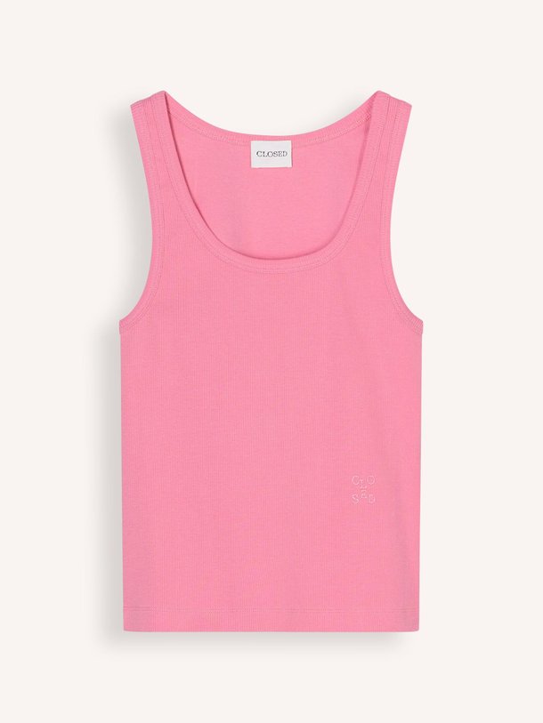 Ontdek de Katoenmix rib tanktop van Closed in de kleur Roze bij Orangebag. Op werkdagen voor 21:45 besteld, morgen in huis.
