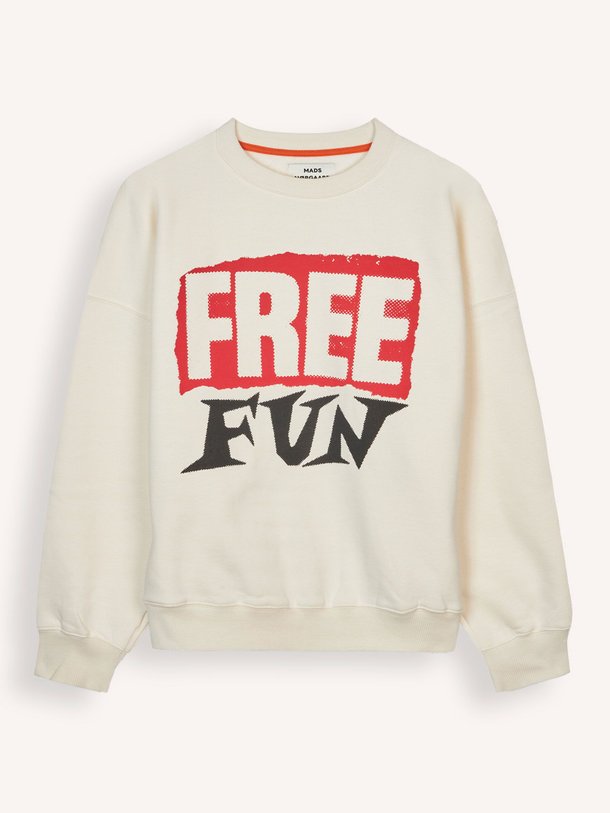 Ontdek de Atli organic cotton sweater met print van Mads Norgaard in de kleur off-white bij Orangebag. Op werkdagen voor 21:45 besteld, morgen in huis.