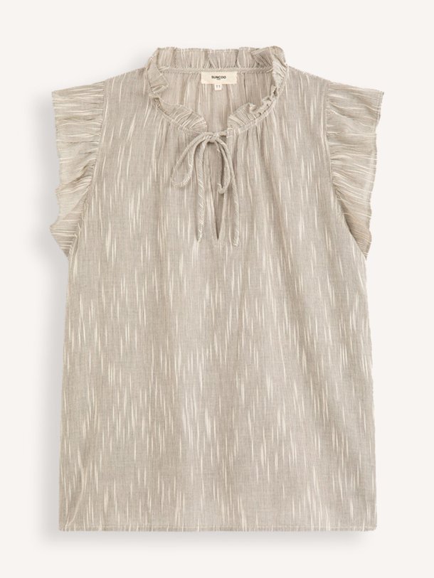 Ontdek de Lamie organic cotton top met dessin van Suncoo in de kleur ecru bij Orangebag. Op werkdagen voor 21:45 besteld, morgen in huis.