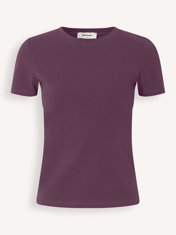 Ontdek de Dae organic cotton mix T-shirt van Modstrom in de kleur Aubergine bij Orangebag. Op werkdagen voor 21:45 besteld, morgen in huis.