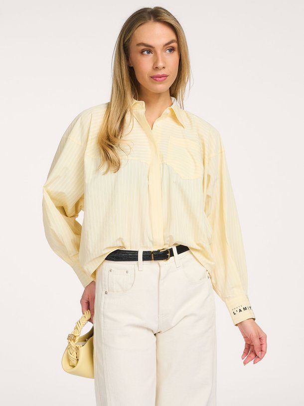 Ontdek de Sophie katoen/viscosemix gestreepte blouse van Haute L'Amitié in de kleur Geel bij Orangebag. Op werkdagen voor 21:45 besteld, morgen in huis.